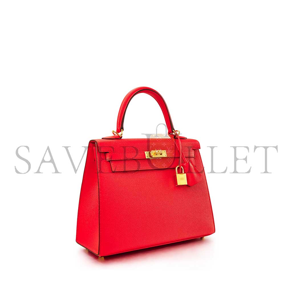 HERMÈS MASTER ROUGE DE COEUR EPSOM KELLY 25 SELLIER GOLD HARDWARE (25*17*7cm) 